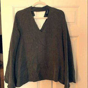 High neck dark green top